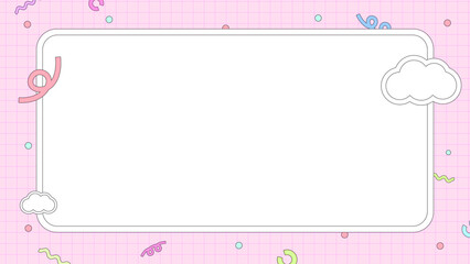 小さい図形で飾られた、ポップで可愛いレトロな壁紙（薄ピンク）