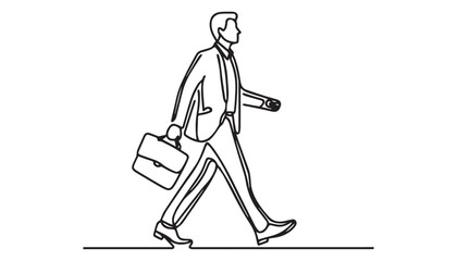 Continuous one single minimal line drawing men are walking 