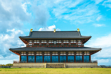 【奈良県】平城宮跡 大極殿と青空の風景
