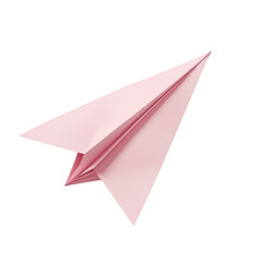 Fototapeta premium Pink paper airplane isolated on transparent background