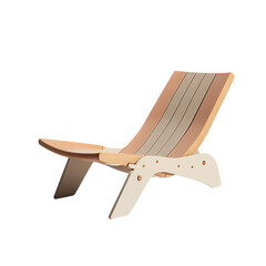 Elegant Minimalist Wooden Beach Chair with a Refine Isolated on Transparent Background
