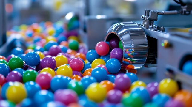 A machine is spitting out a large pile of colorful balls