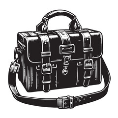 Black Color Satchel Silhouette Vector Illustration, Solid White Background. minimal vector design