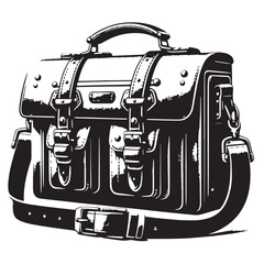 Black Color Satchel Silhouette Vector Illustration, Solid White Background. minimal vector design