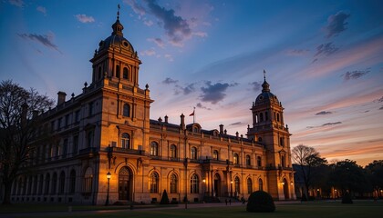 Fototapeta premium Grand historic building at sunset.