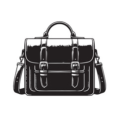 Black Color Satchel Silhouette Vector Illustration, Solid White Background. minimal vector design