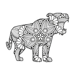 Intricate Mandala Cat Design Adult Coloring Page