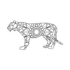 Intricate Mandala Tiger Line Art Adult Coloring Page Design