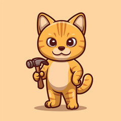 Cat Builder Cartoon Character