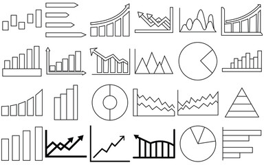 Bar, Pie, and Line Graph chart Icons – Growth Arrows, Investment Graphs, and Data Analysis chart Vector Collection