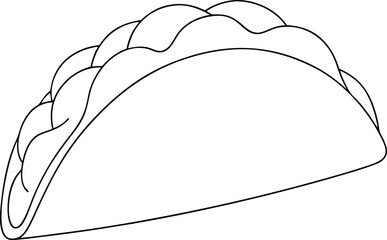 Simple taco outline showcases its classic shape and delicious potential for flavor