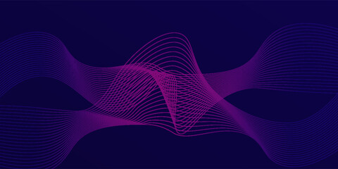 Dynamic Violet Lines Waving on a Dark Blue Background