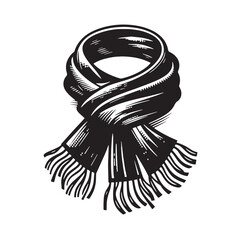 Black Color Scarf Silhouette Vector Illustration, Solid White Background. minimal vector design