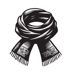 Black Color Scarf Silhouette Vector Illustration, Solid White Background. minimal vector design