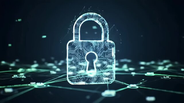 A conceptual video illustrating the importance of cybersecurity and data protection. Use visual metaphors like digital shields, locks, and secure networks
