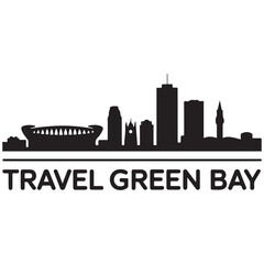 Obraz premium Vector Green Bay skyline. Travel Green Bay famous landmarks. Business and tourism concept for presentation, banner, web site. Vector black silhouette. with white background