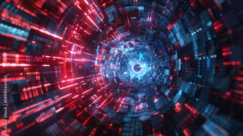 Poster abstract digital shape and particle technological cyber style design connect become system structure