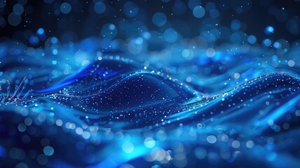 Water effect movement symbolized nature friendly or natural nourishment. Liquid dynamic in modern style blue particle, express fresh aqua convey sense of refreshment perfect for visual graphic. AIG53.