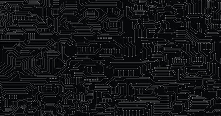 Gray circuit diagram isolated on black background. Circuit illustration design vector 