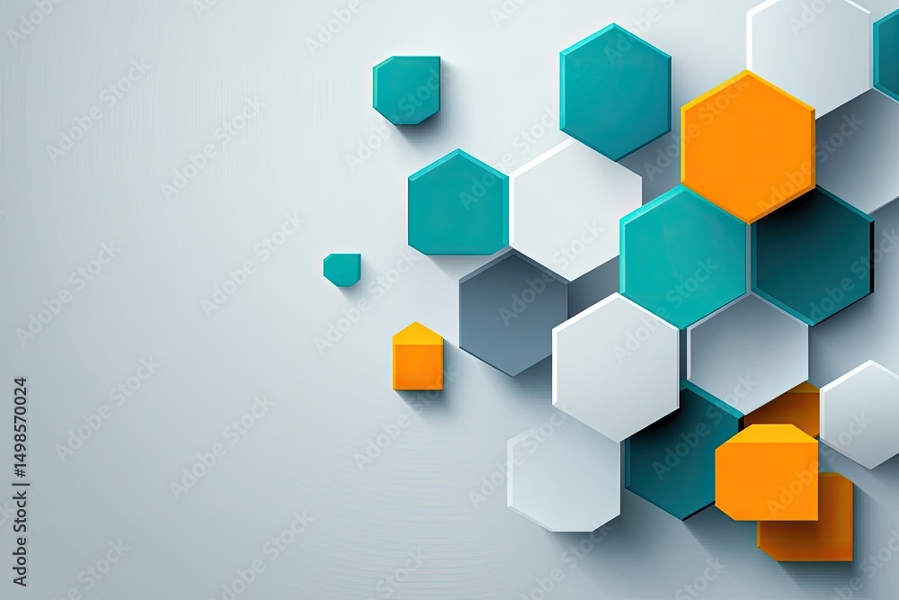 Poster abstract geometric background with 3d hexagons
