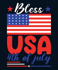 Bless USA 4th of July typography t-shirt design