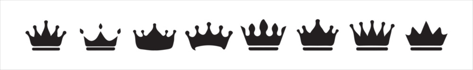 Royal Crown Silhouette Icons Set
