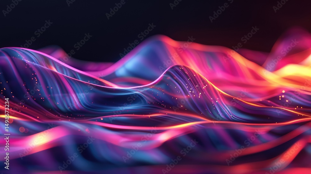 Poster wonderful picture of colorful light sparkling particles scattered across space background, create ab