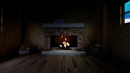 Cabin with fireplace