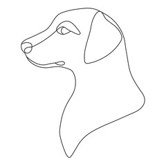 Vector cartoon dog illustration with hand-drawn black outline and silhouette design