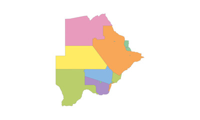 Fototapeta premium Multicolor Map of Botswana with Districts