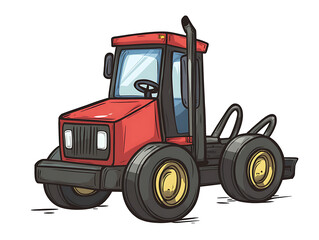 Naklejka premium red tractor isolated