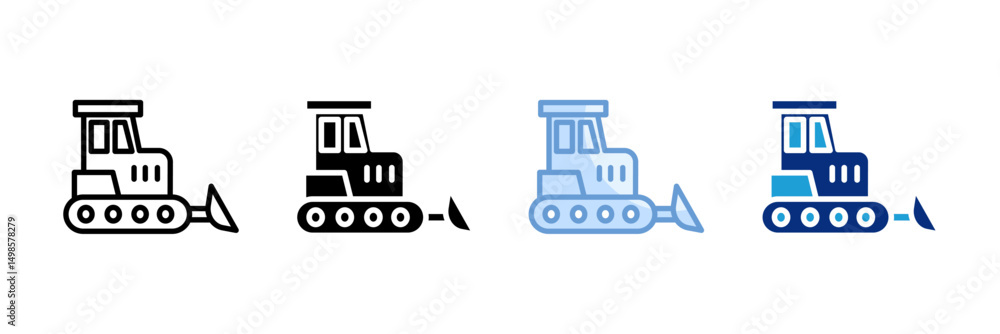 Poster bulldozer icon set multiple style collection