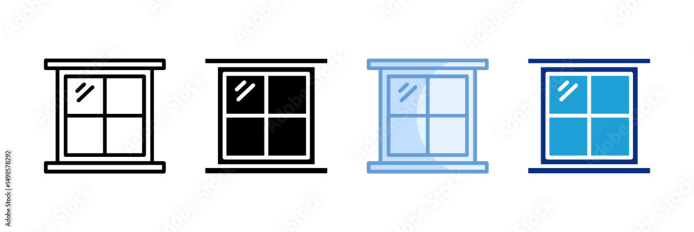 Poster window icon set multiple style collection