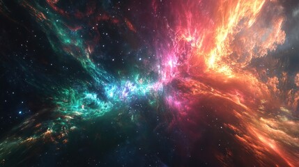 Naklejka premium Cosmic Symphony, A Vibrant Display of Nebula and Star Formation