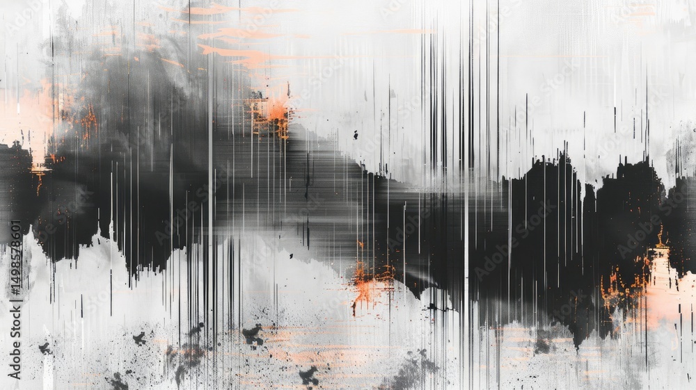 Fototapete Abstract complex glitch with pixel effect in tech background use shading and glitches texture express mysterious design or complex flow through tiny object convey sense of future digital scene. AIG53.