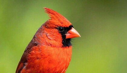 Vibrant Northern Cardinal Portrait Closeup of a Majestic Red Bird in Nature.