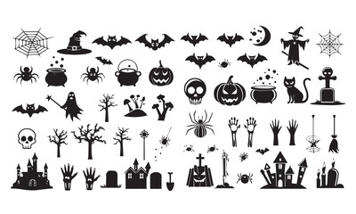 Collection of halloween silhouettes icon