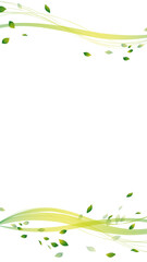 緑の葉っぱと曲線1 16:9 縦 Flowing Lines Series:Green leaves and curves 1