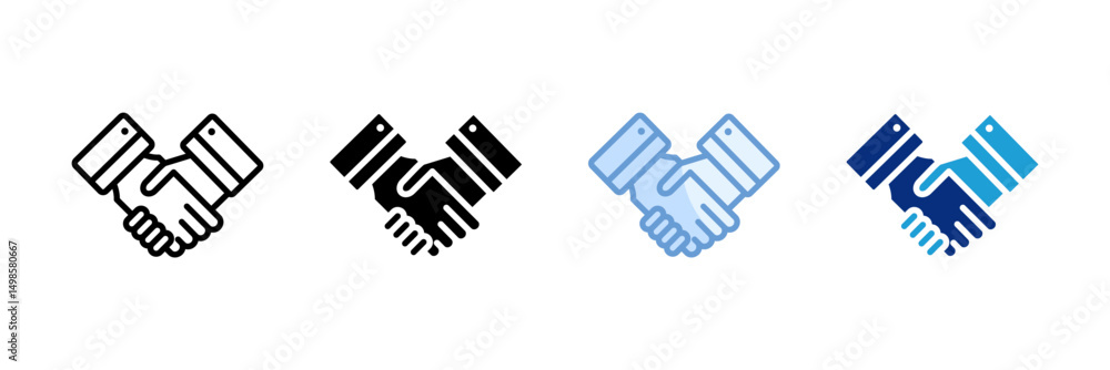 Poster handshake icon set multiple style collection