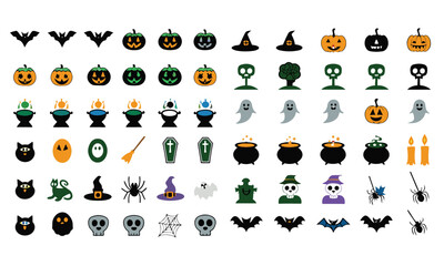 Collection of halloween silhouettes icon