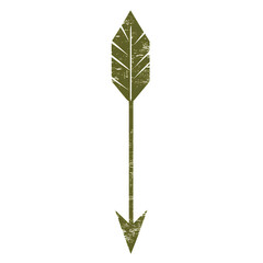 Bold Arrow with Symmetric Design in Olive Green Isolated on Transparent Background
