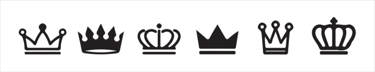 Throne Crown Vector Set – Minimal Black Nobility Symbols