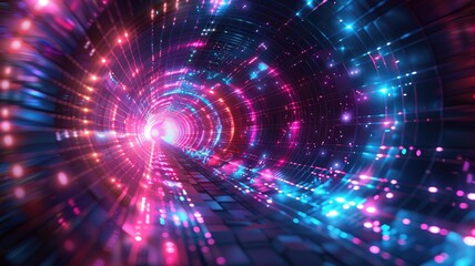 Obraz premium Abstract digital shape or line of technological cyber style particle design connect in surreal electric style shape designing. High tech scene express mysterious pattern perfect for wallpaper. AIG53.