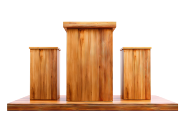 Wooden podium set with three stands for awards and competitions, cut out