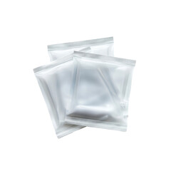Three Blank White Resealable Packaging Pouches Mockup