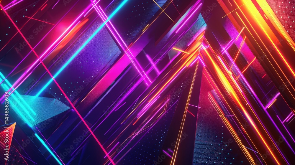 Poster abstract digital shape or line and technological cyber style particle design connect in surreal elec