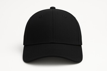 Plain black baseball cap — front-facing studio shot on white background — clean and minimal design, perfect for branding or mockup use.







