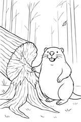 Smiling Beaver Line Art