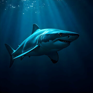 A gaint shark in the sea water