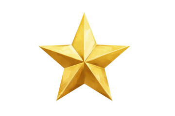 Obraz premium Gold five-pointed star symbol on transparent background, cut out